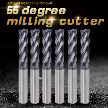

Endmill HRC55 4 Flute Milling Tools 4mm 5mm 6mm 8mm 10mm 12mm Metal Cutter Alloy Carbide Tungsten Steel Milling Cutter End Mill