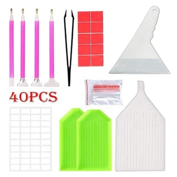 

40pcs/Set Diamond Painting Tool Pen Full Kits Diamond Embroidery Accessories Rhinestones Boxes Cross Stitch Cases Fast Tools Kit
