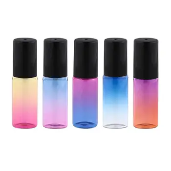 

5PCS 5ML Roll-On Bottles Gradient Color Roller Bottles Portable Glass Roller Balls Bottles Refittable Glass Roller Bottles