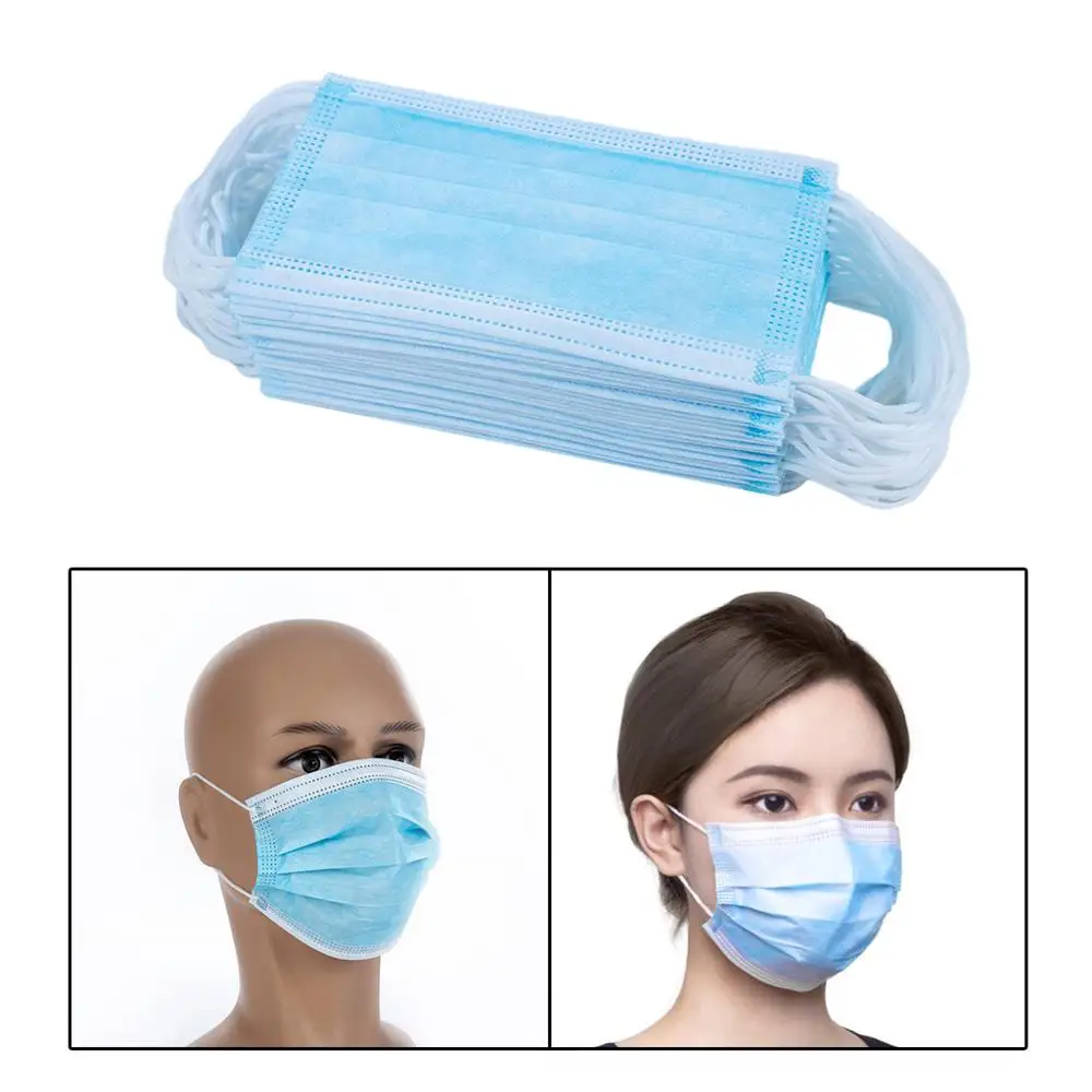 

50PCS Disposable Protective Mask 3 Layers Dustproof Facial Protective Cover Masks Maldehyde Anti-Dust Dustproof Anti-virus Masks