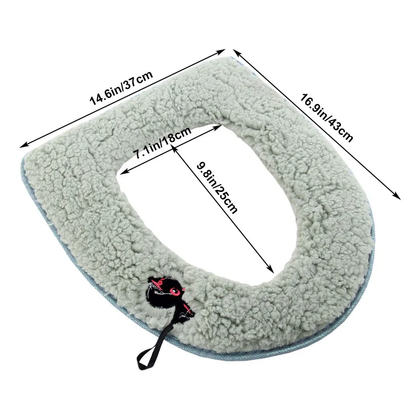 Winter Warm Toilet Seat Cover Cartoon Cat Soft Coral Toilet Mat Bathroom Accessories - Image 6