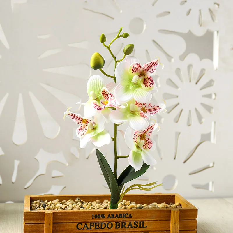 

Artificial Flower Mini Life-like Potted Plant Phalaenopsis Home Wedding Decor