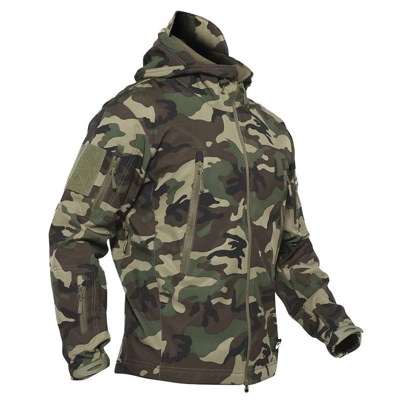 

Practical Outdoor Hunting Fishing Softshell Fleece Jacket Men's Waterproof Camping Hiking Jacket Warm Hooded Coat Windbreaker