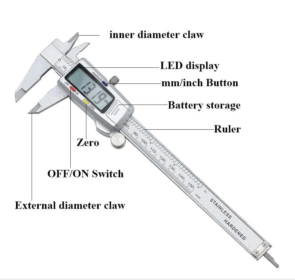Новое поступление 6 дюймов 150 мм Цифровой Электронный штангенциркуль Калибр микрометр измерительный инструмент цифровая Линейка-кронциркуль штангенциркуль