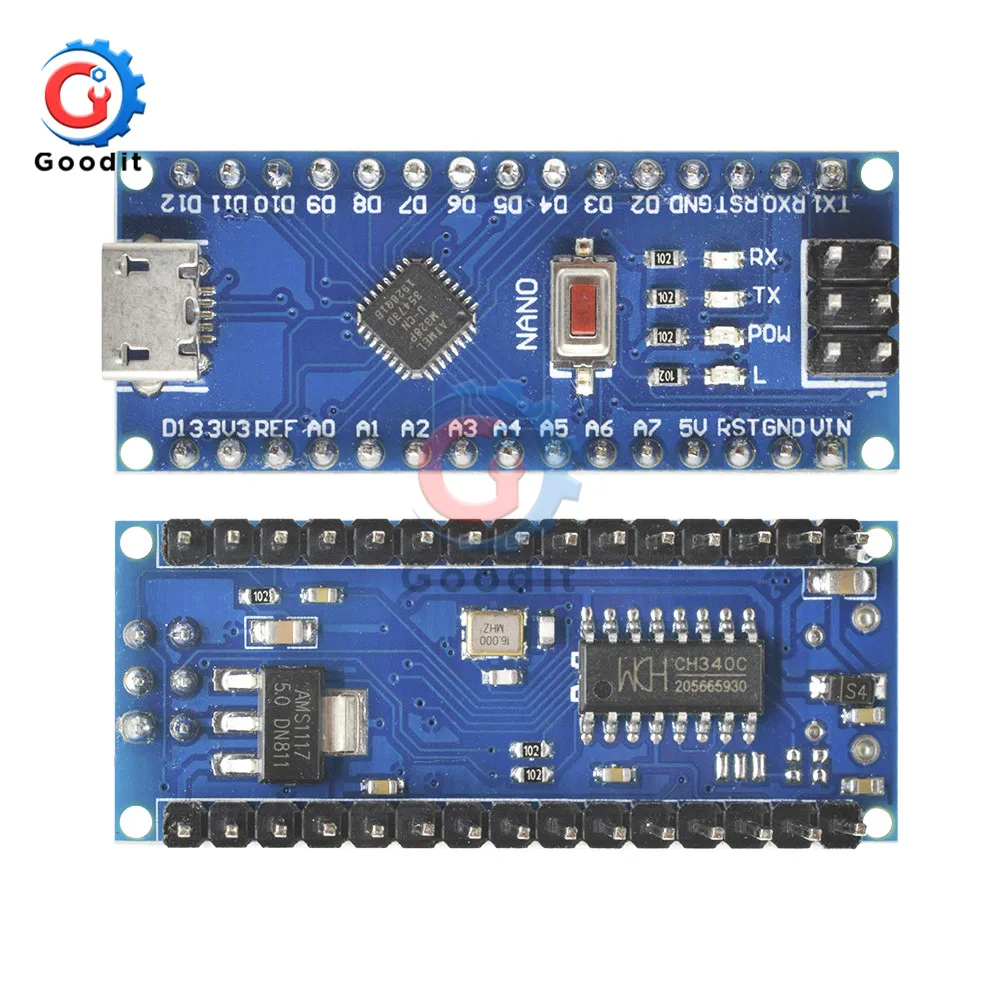Micro USB/type-C адаптер CH340 Nano V3.0 ATMEGA328P-MU ATMEGA328 микроконтроллер макетная плата для Arduino