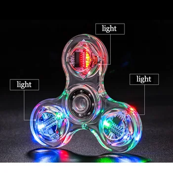 Fidget peonza brillante en la oscuridad juguete para adultos antiestrés Led tri-spinner autismo Spinners luminosos giroscopio cinético para niños