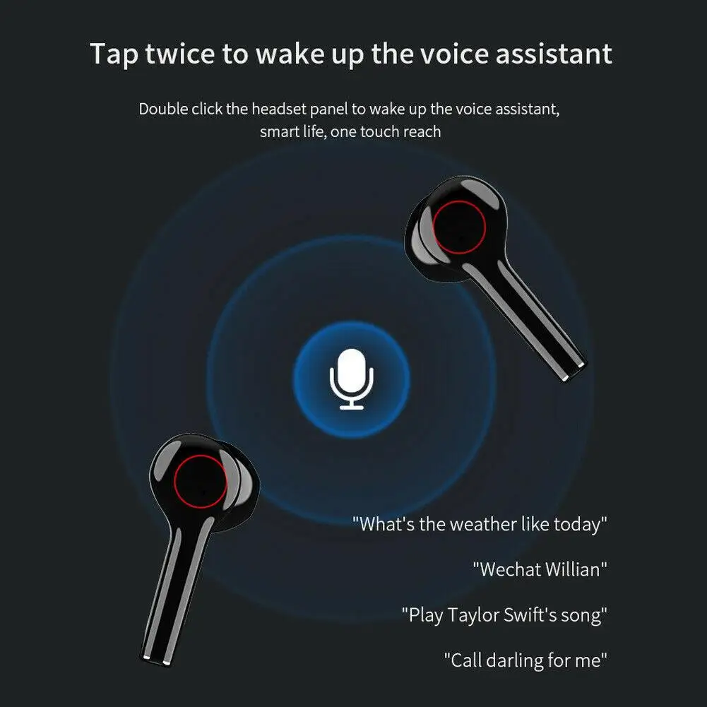 Wireless Earphones Mini Bluetooth Headset TWS Earbuds Stereo Music with Mic Charging Box for Android iPhone Samsung Phones