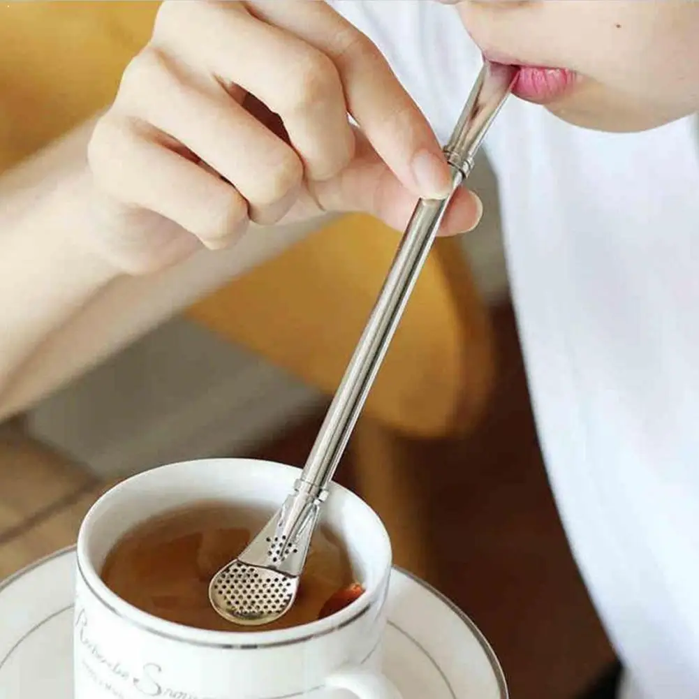 

Creative Stainless Steel Drinking Straw Filter Yerba Gourd Washable Bombilla Ball Practiacl Tea Tools Spoon Reusable Mate T E2K1