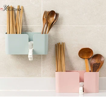

OYOURLIFE Kitchen Multi-function Tableware Storage Holder Wall Mounted Chopsticks Fork Spoon Drainage Rack Cutlery Organizer