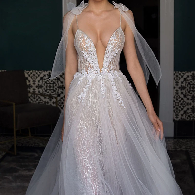 SSYFashion, новое романтическое кружевное вечернее платье с цветочным рисунком, тонкое сексуальное платье с v-образным вырезом на спине, с аппликацией из пайеток, длинное пляжное платье, официальные платья