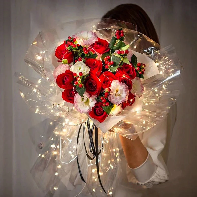 Papel de regalo luminoso creativo, ramo de flores para el Día de San  Valentín, con luz LED, decoraciones para regalos de fiesta de boda| | -  AliExpress