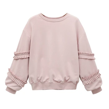

Spring Autumn Solid Color Loose Sweatshirts Female O-neck Casual Pullover Tops Long Sleeve Women's Clothing TA1774