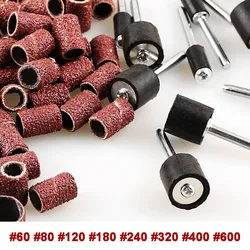Tambour de ponçage avec bandes abrasives, 51 pièces, #80 #600, 2.35mm et 3.17mm, accessoires Dremel pour ongles 
