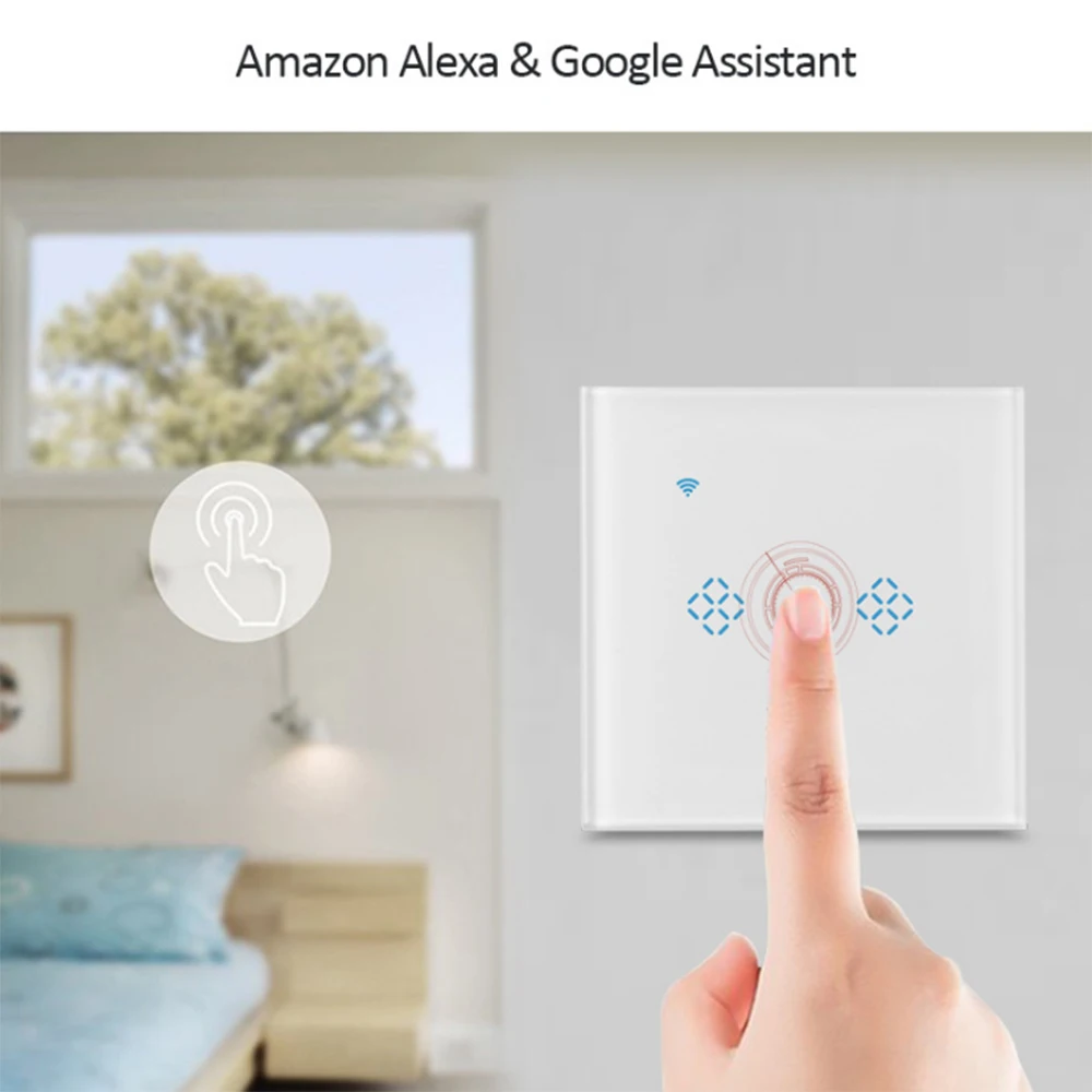 Wall Wifi Smart Light Touch Switch Control US Standard Work with Alexa Google Home 1/2/3 Gang Switch Panel Wireless Intelligence
