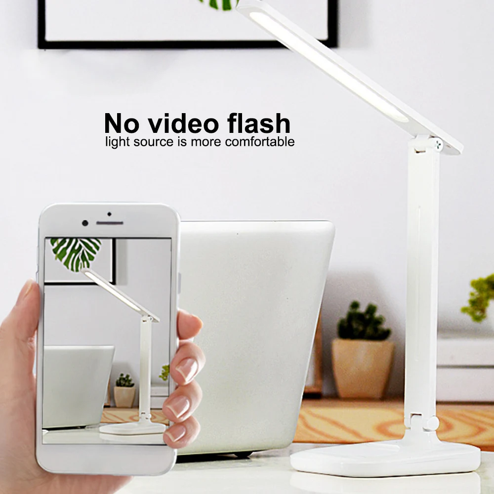 

LED Table Lamp Dimmable Foldable Desk Lamp USB Charging Adjustable Brightness Table Light With Holder