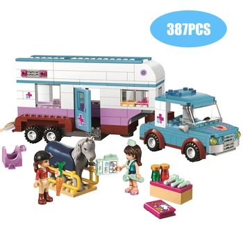 

10561 Friends Series Horse Vet Trailer Car Model Building Block Bricks Compatible with lepining Friends 41125 for Gifts
