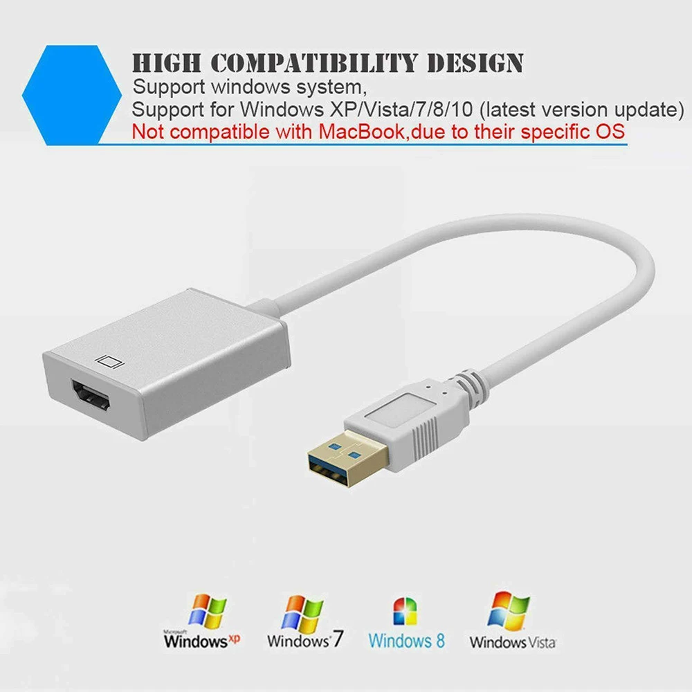 USB 3,0 к HDMI HD 1080P видео кабель адаптер конвертер для HDTV PC Привод бесплатно Usb3.0 к Hdmi HD кабель-адаптер/конвертер