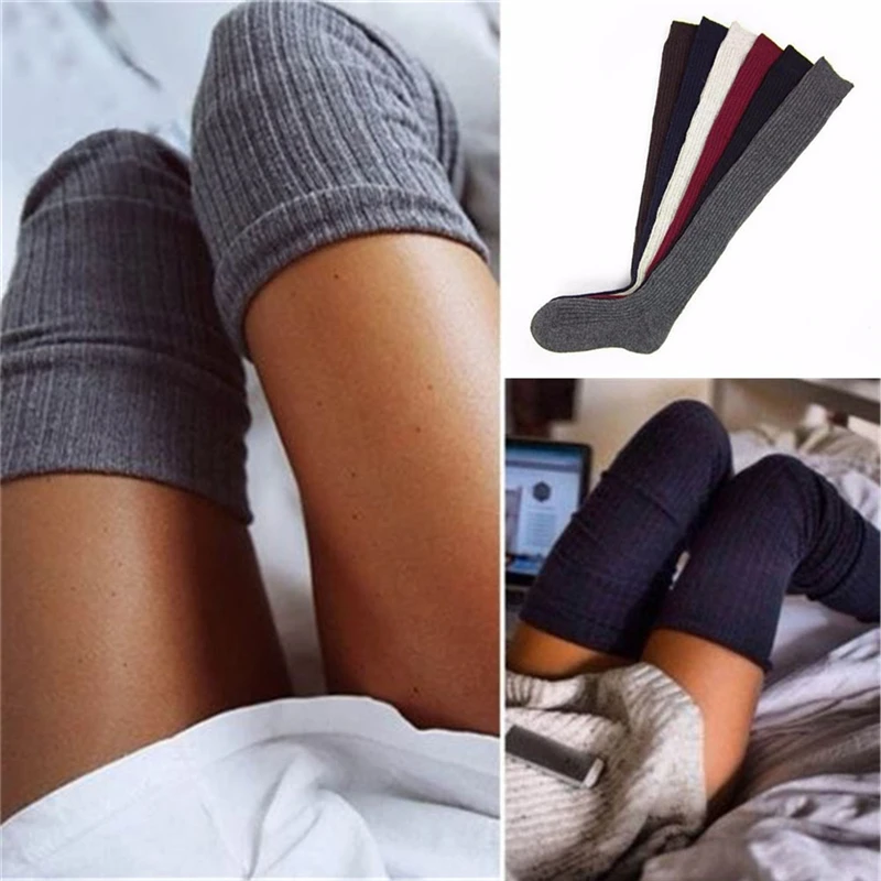Womens Winter Cable Knit Over Knee Long Boots Thigh High Warm Socks Leggings