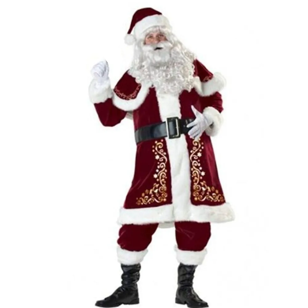 8 шт Для мужчин Рождество Санта Клаус костюм Одежда Косплей Карнавальный костюм с длинным рукавом Костюм с рождественским рисунком для взрослых casa de papel disfraz# 3F