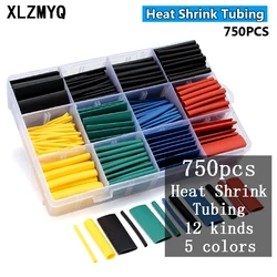 750 pces tubo do psiquiatra do calor da isolação dos tubos shrinkable sortimento kit eletrônico polyolefin cabo de fio da luva tubos do psiquiatra do calor