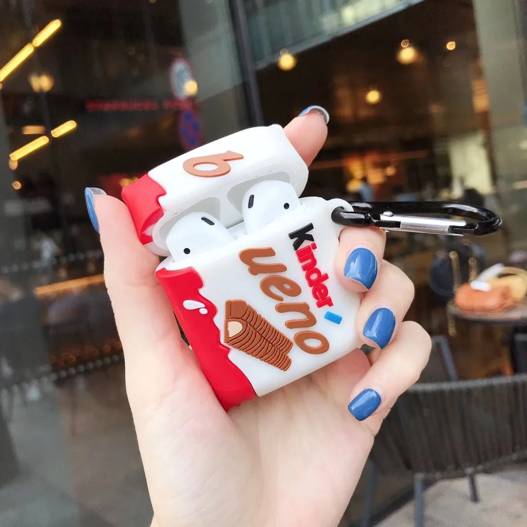 kinder chocolate беспроводной Bluetooth чехол для наушников для AirPods 2 1 милый 3D на удивление bueno Box Мягкий силиконовый чехол для гарнитуры