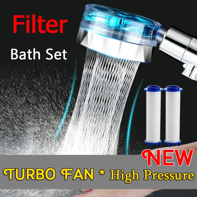 Turbocharged High Pressure Water Saving Spray Shower Head Water Filter