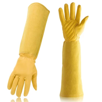 

Gardening Gloves Professional Rose Trim and Cut Protection Gloves, Work Garden Gloves (Yellow)