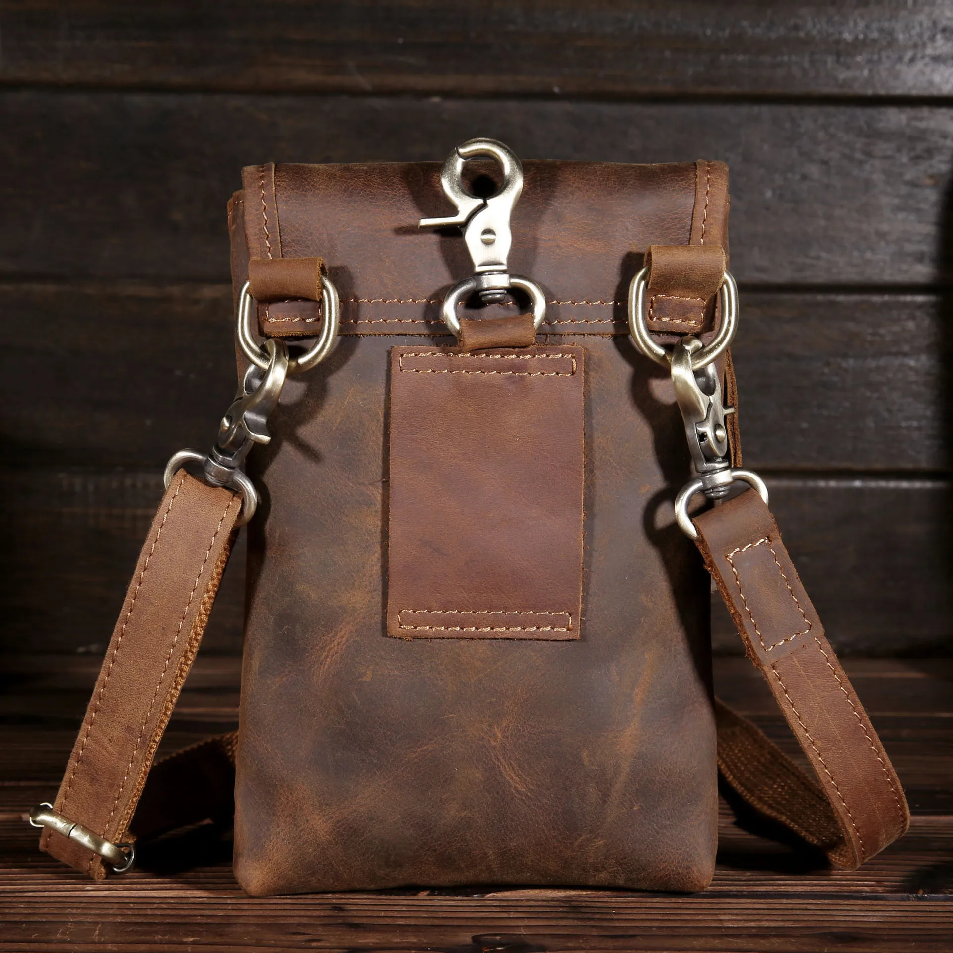Men's Fanny Pack Waist Bags Purse Genuine Leather Vintage Crazy Horse Hip Belt Bum Pack Loop Man Travel Phone Pouch Gift