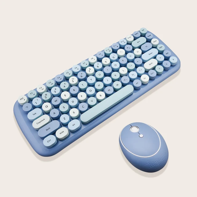 Teclas Redondas Mouse Con Teclado Mini Rosa Colorido Teclas Redondas Mouse Con Teclado Mini Rosa Colorido