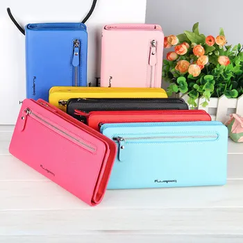 

New 2020 Wallet Women Purse Fashion Zipper Female Clutch Long Leather Wallets Wristlet Zipper Multi-function Wallet cute wallet