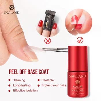 

SAVILAND Peel Off Base Coat Gel Nail Polish Clear Simply Peelable Easy To Remover Long Lasting UV Gel Lacquer Nails Art Design