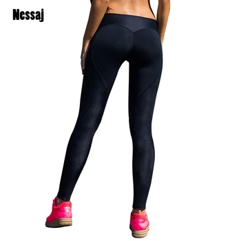 

Nessaj Sexy Polyester Plus Size Black Slim Leggings High Waist Sexy Hip Solid Trousers For Women Women Push Up Leggings