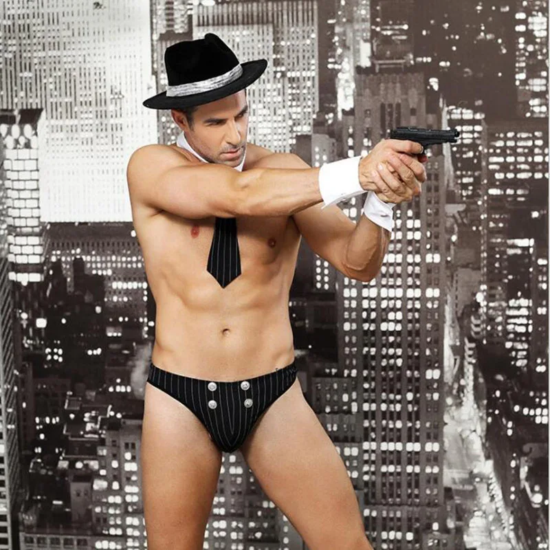 Men's Sexy Detective Cosplay Costumes Detective Uniform Temptation Nightclub Roleplay gun Men Sexy Costumes Detective Suit