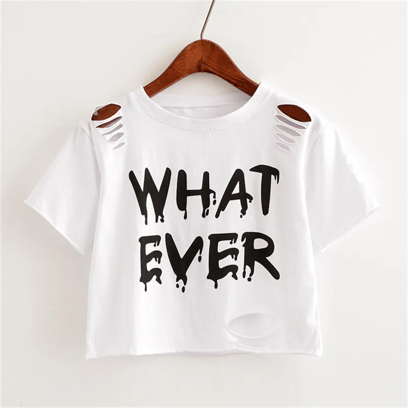 

Artguy New T Shirt Women Crop Tops Harajuk Crew Neck Short Sleeve WHAT EVER printed T-Shirts Sexy Summer Top For Girls
