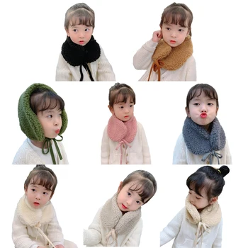 

Cute Baby Scarf Baby Boys Girls Winter Warmer Plush Solid Pattern Scarf Infant Collar Scarves Toddler Neckerchiefs E