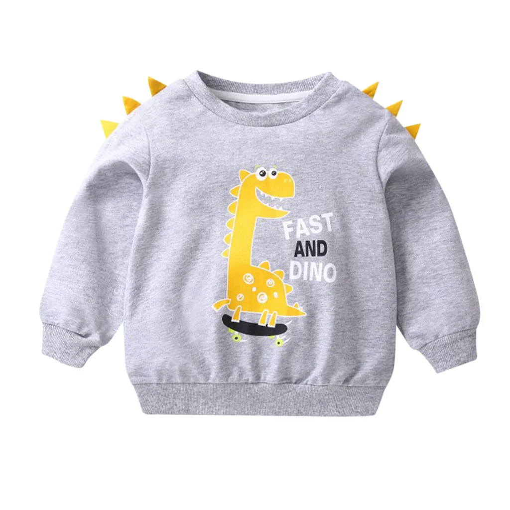 Одежда для маленьких девочек; коллекция года; свитер с длинными рукавами и рисунком динозавра для маленьких мальчиков и девочек; пуловер; топы; bluza dziewczynka