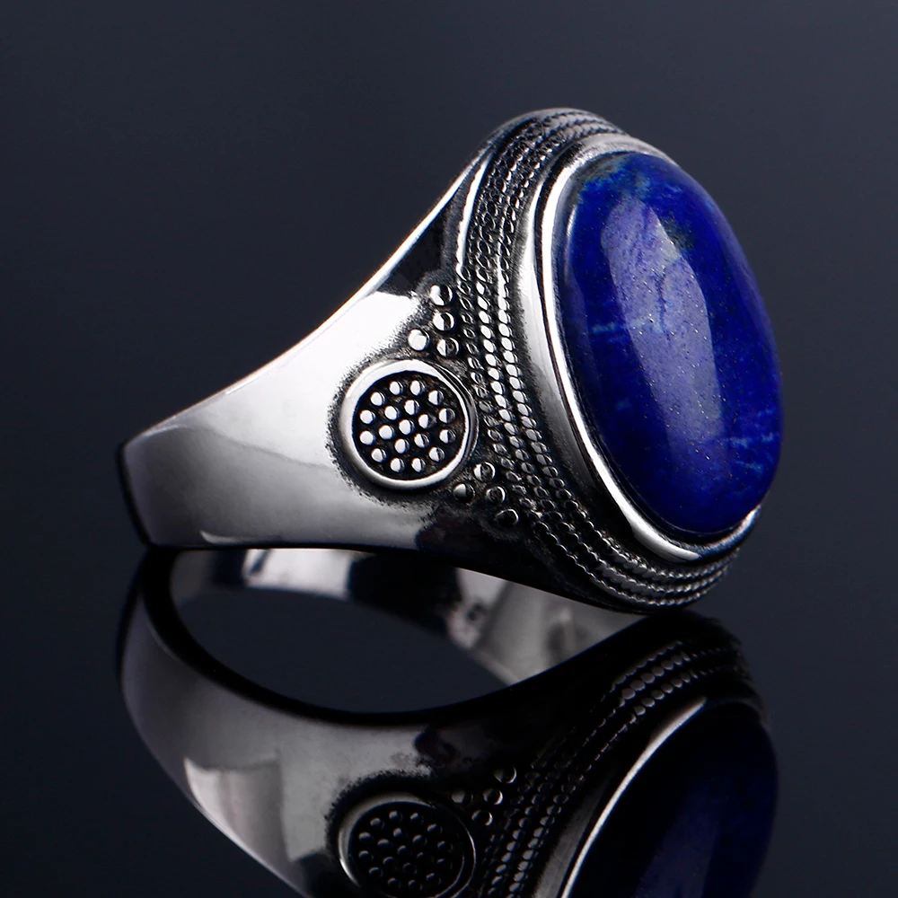 Silver Ring Silver Rings 925 Silver Ring 10x14MM Lapis Lazuli Wedding Ring Girl Female Party Anniversary Birthday Gift