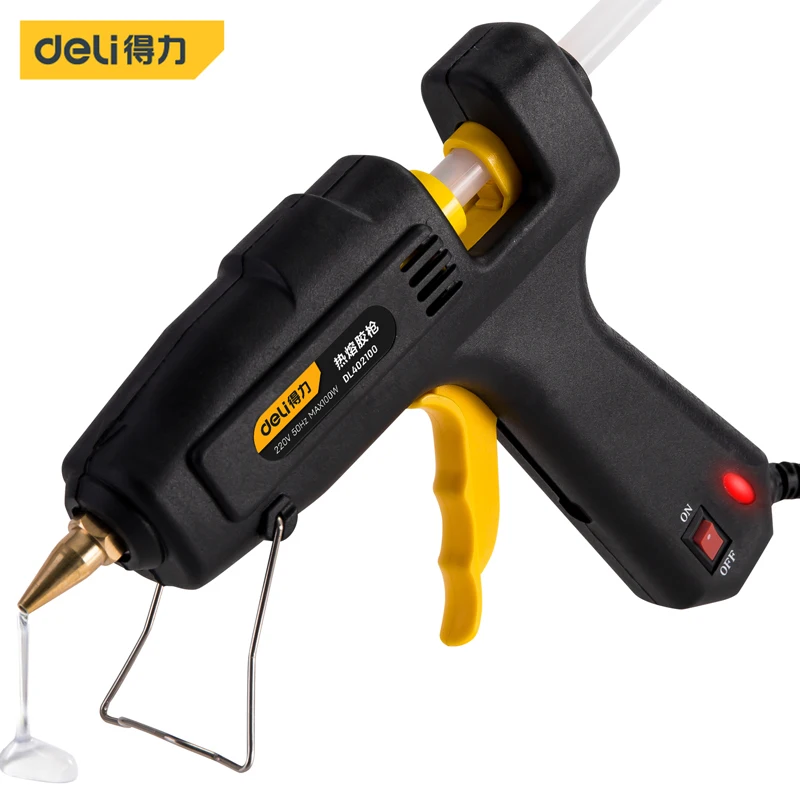 Deli DL402100 Hot Melt Glue Gun Electrical Tools Household Tool DIY Tools PTC Heating Copper Outlet Glue Independent Switch 20pcs m5 brass hot melt insert nuts heating molding copper thread inserts double twill knurled injection 3dprinter components