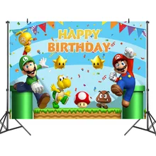 Super Mario gra Party Backdrops dzieci urodziny dekoracje ścienne motyw dostarcza tło kurtyna tło stojak tanie tanio Dubuoi CN (pochodzenie) Vinyl photo cloth Ślub i Zaręczyny Chrzest chrzciny Na Dzień świętego Patryka Wielkie wydarzenie