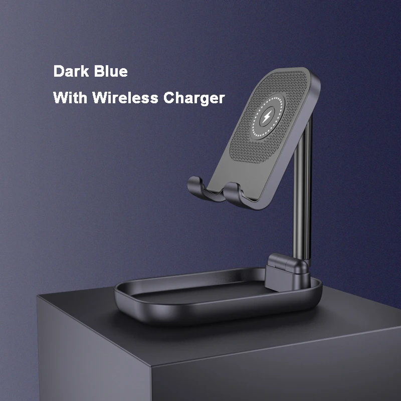 Blue With Wireless Foldable QI Wireless Charger Stand For Iphone 11 Iphone 11 Pro 10W Fast Charge Extendable Smartphone Tablet Desktop Holder - Цвет: Blue With Wireless