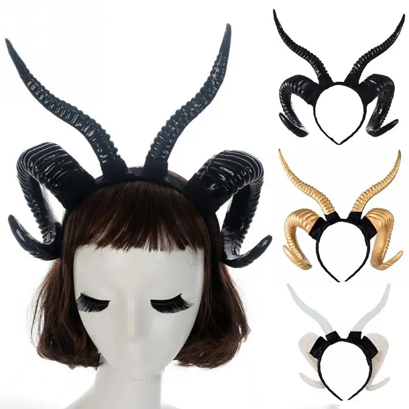 

Gothic Antelope Sheep Horn Hoop Headband Costumes Props Halloween Cosplay Antler Headpiece Costumes Steampunk Photo Props