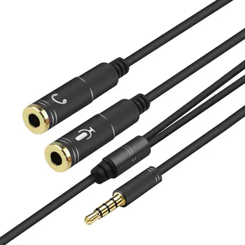 

32CM Compact Size Flexible 3.5mm Stereo Audio Male to 2 Female Headset Mic Y Splitter Cable Adapter Cable