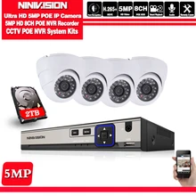 8MP Ultra HD PoE NVR система безопасности 8CH Аудио Видео NVR с 2 ТБ HDD 5MP Открытый водонепроницаемый купол ip-камеры с питанием по PoE лицо движения