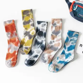 

Tie dyed socks men's and women's cotton tide socks middle tube socks net red pure cotton lovers Street skateboarding socks