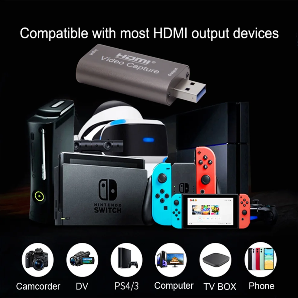 4K Video Capture Card USB 3.0 USB2.0 HDMI-compatible Grabber Recorder For PS4 Game DVD Camcorder Camera Recording Live Streaming video capture adapter