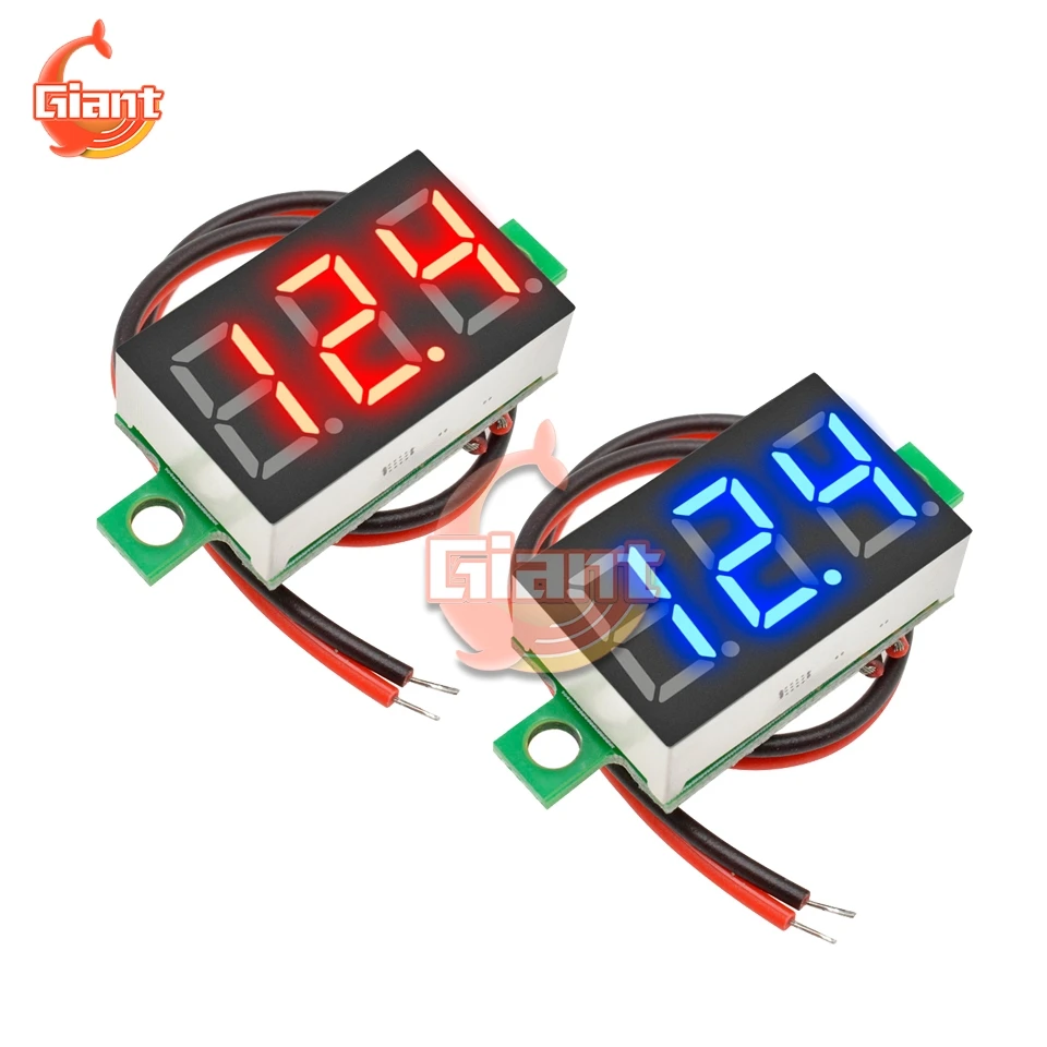 Mini Voltmetro Digitale Misuratore Di Tensione Da 0.36 Pollici 0.36 ''Dc 4-30V 3 Cifre Display A Led Regolazione Voltmetro Pannello Rosso Blu