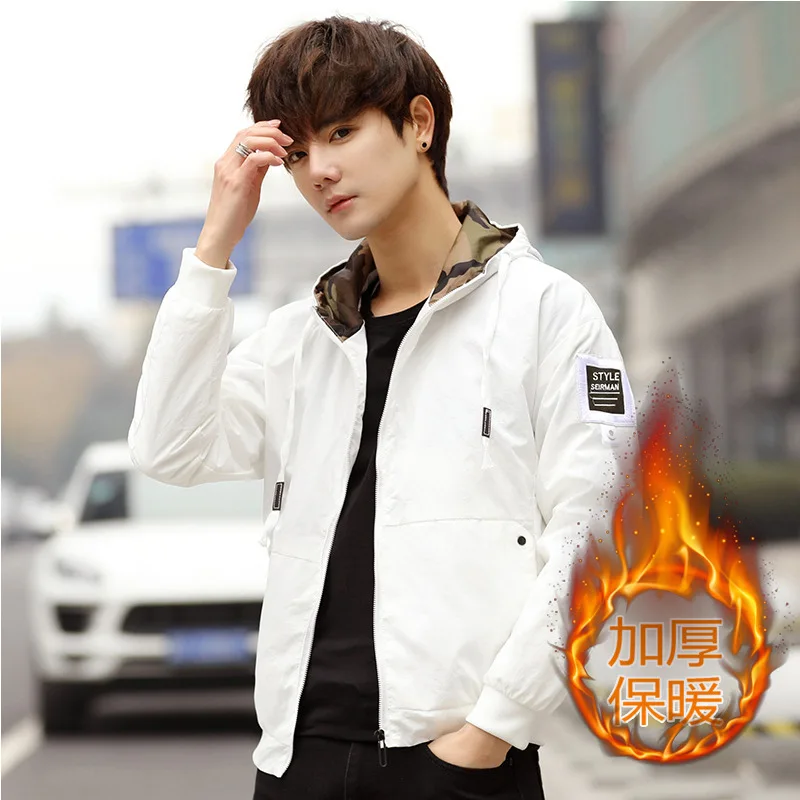 

2019 Autumn And Winter New Style Trend Brushed And Thick Loose-Fit Hooded Coat Hong Kong Style Winter Casual Fashion Man Large S