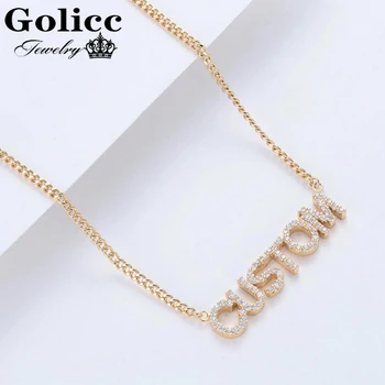 

Golicc 9mm Crystal Pendant Letters Necklace for Women Custom Jewelry Custom Name Necklaces Numbers Personalized Zirconia Pendant