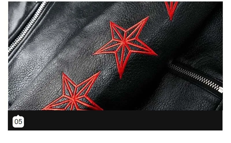 Men Fashion Pu Leather Jackets Eagle Embroidery Motorycle Faux Leather Jackets Coats For Male Brand Designer (1)