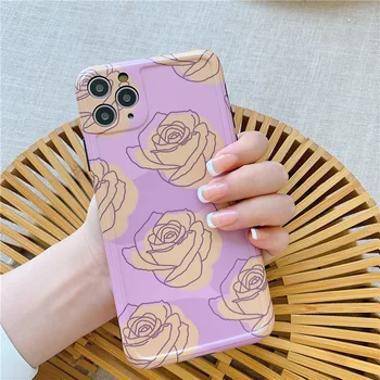

Line drawing rose phone case for iphone 11 11Pro Max case for iphone 7 8 Plus X XR XS XS Max case Matte soft silicone case